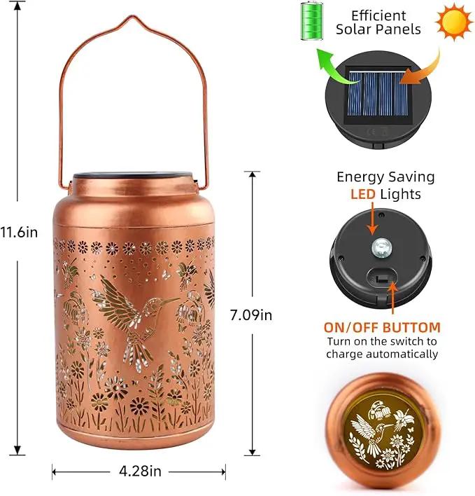 2 Pack Hummingbird Solar Lanterns Outdoor Waterproof Hanging Solar Lights Metal Decorative LED Lanterns Outside Decor for Garden,Yard,Patio,Lawn Gifts for Women Mom by GreenHaven Gardens