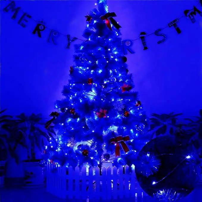RUICHEN Blue Dimmable Fairy Lights Plug in, Super Long 165 Ft 500 LED Twinkle String Lights with Remote, Waterproof Silver Wire Firefly Lights for Christmas Wedding Party Bedroom Patio Garden by GreenHaven Gardens