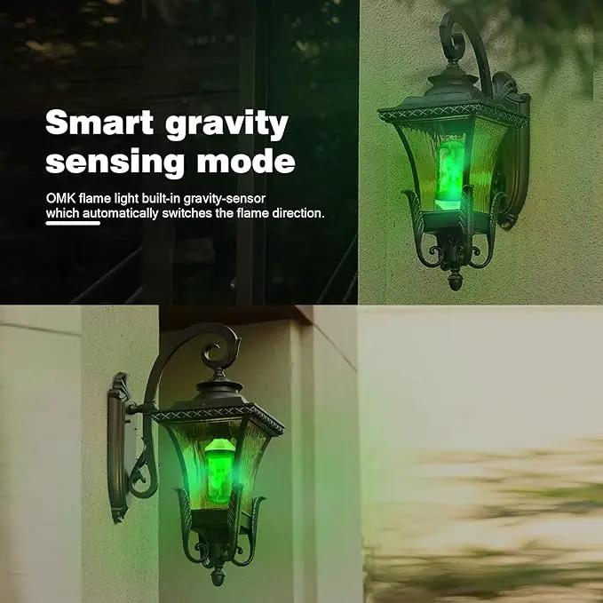 OMK Green Led Flame Light Bulb LED Christmas Decorations Fire Light Bulbs - Upgraded Halloween Bars Porch Light Bulb Flickering Fire LED Lamps for Indoor/Outdoor/Holiday Decoration Gifts by GreenHaven Gardens