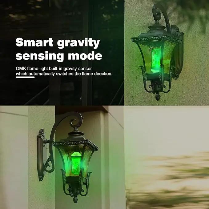 OMK - Christmas Decorations LED Flame Effect Light Bulbs - Upgraded 4 Modes Green Fire Simulated Lamps - Holiday/Christmas Gifts/Indoor/Outdoor Decoration Lights (2Pack) by GreenHaven Gardens