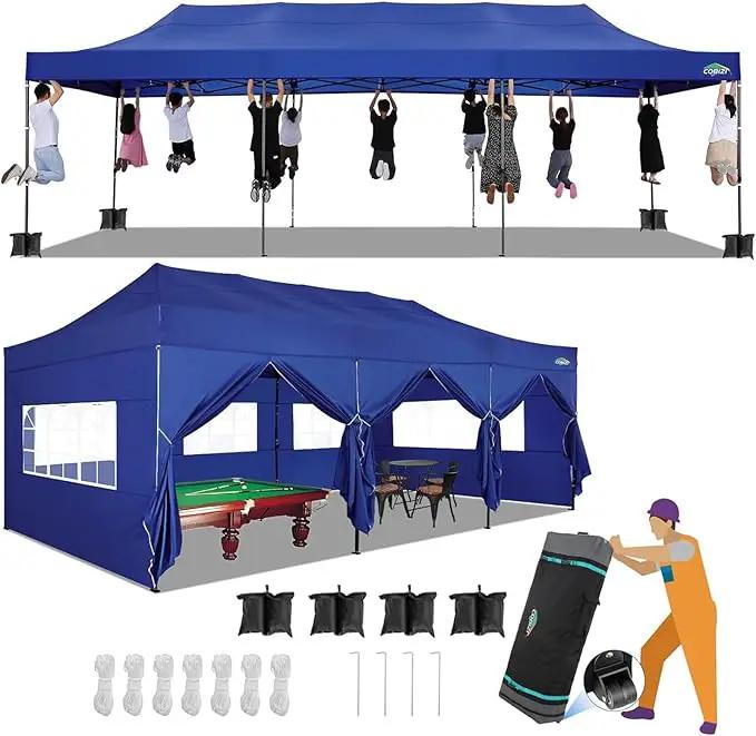 COBIZI 10x30 Pop up Canopy Tent 10x30 Canopy with Sidewalls, Heavy Duty Party Tent Tents for Parties, Foldable UPF 50+ Waterproof Commercial Easy up Canopy with Roller Bag, Navy Blue(Windproof) by GreenHaven Gardens
