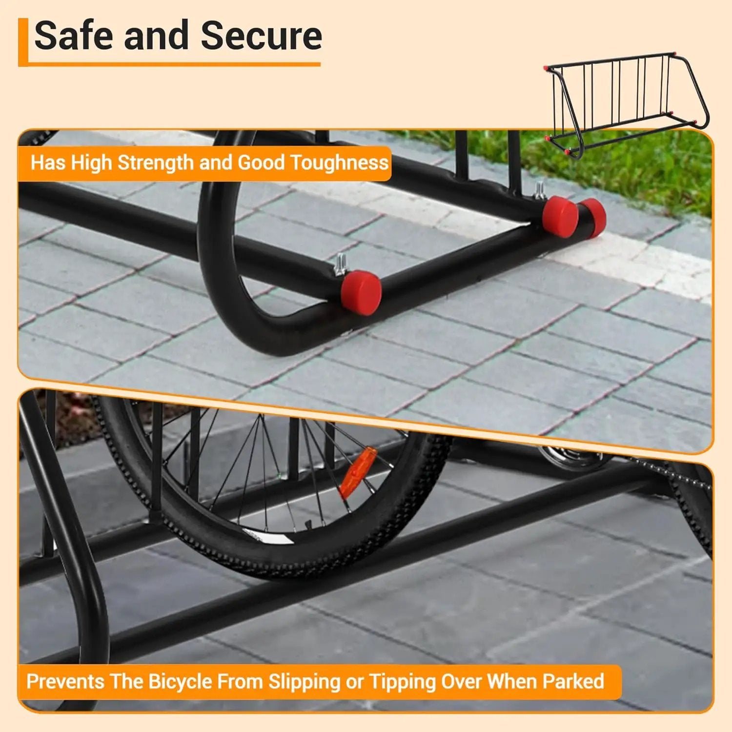 5 Holders Commercial Grid Bike Racks, 60" Length Outdoor Bike Rack, Powder Coated Steel Floor Bike Rack for Garages, Stores, Schools & Universities by GreenHaven Gardens