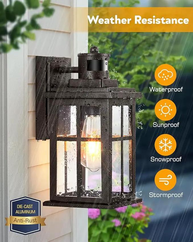 Motion Sensor Exterior Light Fixture, Bronze Dusk to Dawn Outdoor Wall Lights, Waterproof Exterior Lights for House, Porch, Doorway, Garage, 100% Aluminum by GreenHaven Gardens