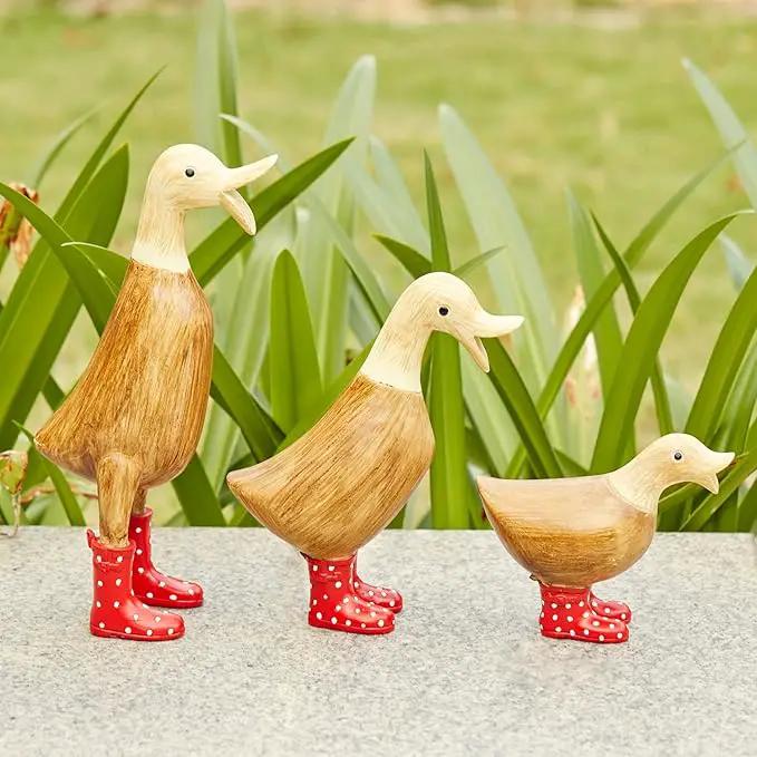 GUTE Duck Yard Decorations Yard Art Garden Puddle Ducks with Spotted Wellies Boots, Set of 3 - Garden Decor Statues, Duck Figurine Statue - Waterproof Indoor & Outdoor Lawn Gnome Ornament by GreenHaven Gardens