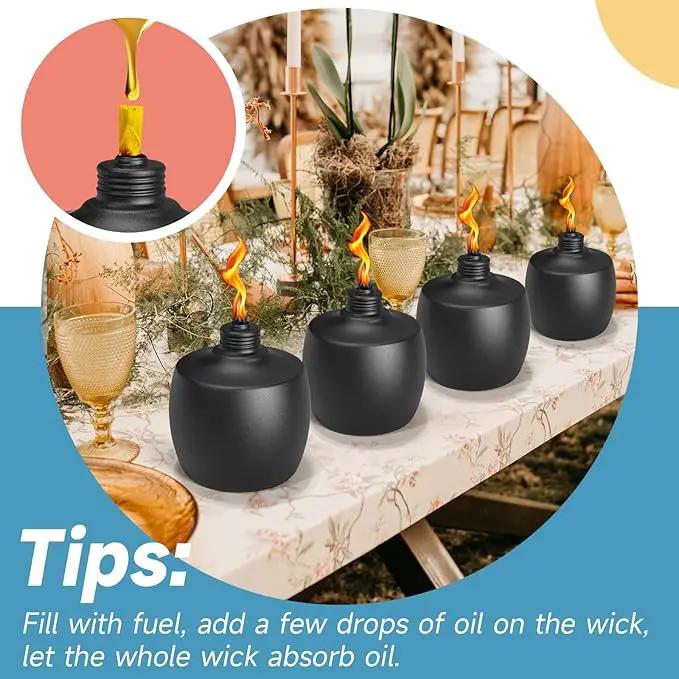2-Pack Citronella Tabletop Torches, 21.5 oz Table Top Torches for Outdoor, Metal Oil Burner Candles, Garden Torches with Fiberglass Wick for Yard, Patio, Deck, Garden, Party, Landscape by GreenHaven Gardens