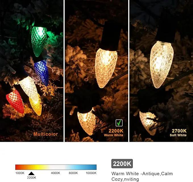 50Pack C9 Christmas LED Light Bulbs, Strawberry Replacement Bulb 2200K Warm White Shatterproof & Waterproof Outdoor String Light Bulbs, E17 Candelabra Base Edison Bulbs for Holiday Decoration by GreenHaven Gardens