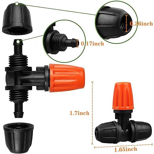 Upgraded Three-Way Atomizing Nozzle for 1/4 Inch Irrigation Tubing, 24 Pcs Adjustable Micro Spray Irrigation Emitters with Integrated 1/4 Inch Tee Fittings for Misting Watering System by GreenHaven Gardens