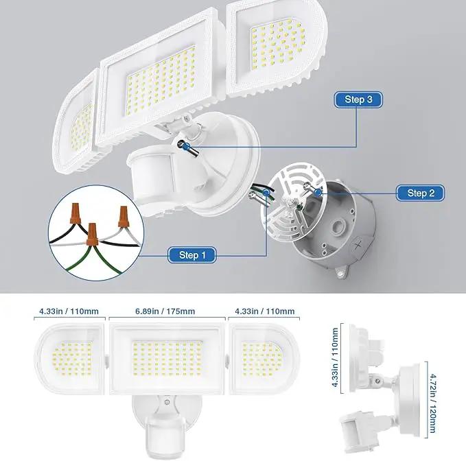 150W Motion Sensor Lights Outdoor for Outside, 15000LM LED Flood Lights Outdoor Wired Dusk to Dawn, Exterior Security Floodlight Fixture Waterproof IP65, Outdoor Lighting for House, Garage 2 Pack by GreenHaven Gardens