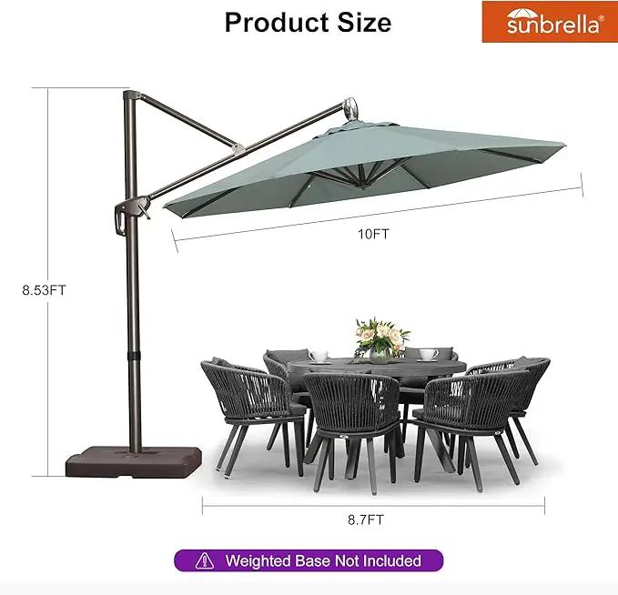 PURPLE LEAF 10FT Cantilever Patio Umbrella with 360-degree Rotation Aluminum Round Outdoor Offset Handing Umbrella for Patio Pool, Sprout Green by GreenHaven Gardens