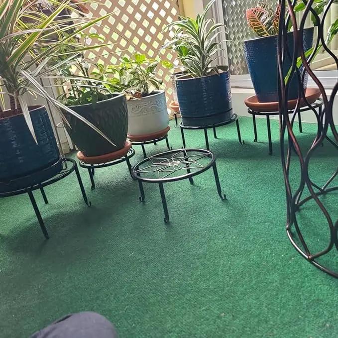 5 Pack Metal Plant Stands for Multiple Plant,Heavy Duty Flower Pot Stands for Outdoor Indoor Plants,Rustproof Iron Round Pot Shelf for Planter by GreenHaven Gardens