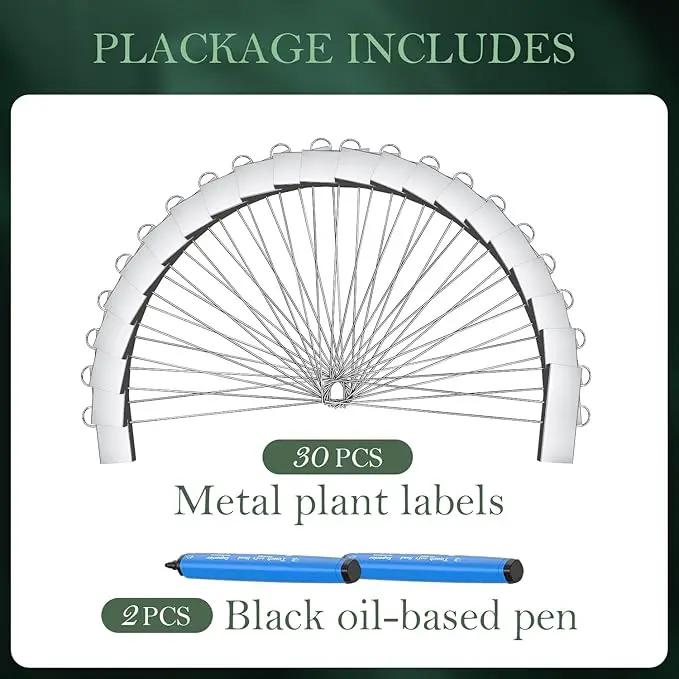 30 Pack Metal Plant Labels for Outdoor Garden Waterproof Plant Markers, Labels Garden Markers for Seedlings Herbs Vegetable Greenhouse Gifts, with Pen by GreenHaven Gardens