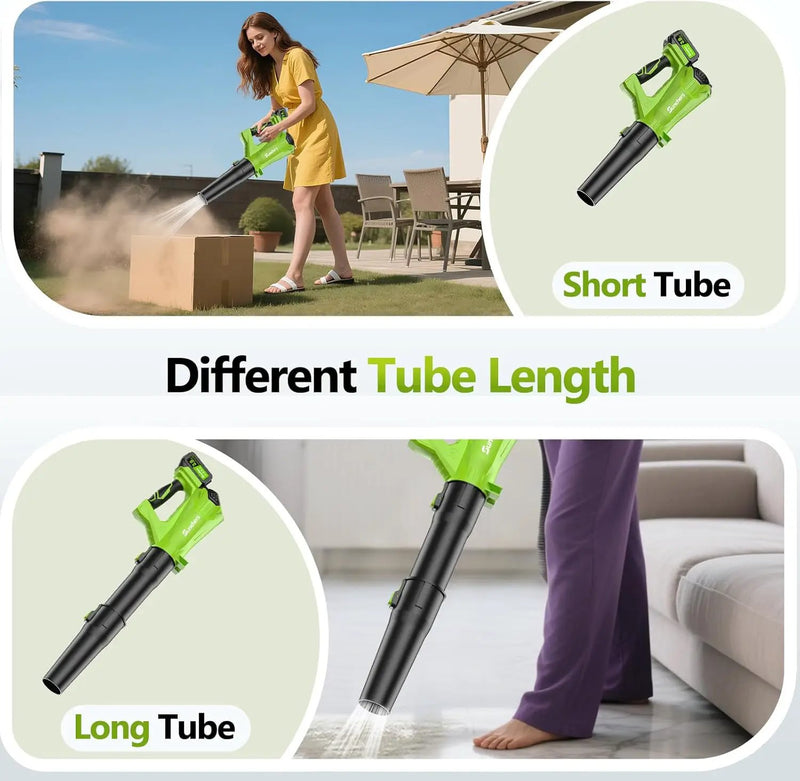 Electric Leaf Blower Cordless with 2 3.0Ah Battery and Charger, 2 Speed Mode 650CFM 280MPH Patio Tools with 2 Tubes, 20V Battery Powered Leaf Cleaner Handheld Blowers for Lawn Care, Dust, Leaves, Yard by GreenHaven Gardens