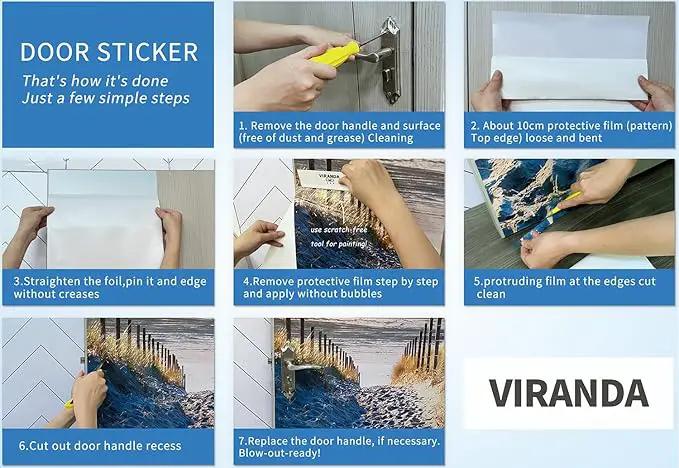 PVC 3D Door Sticker Mural - Wooden Door, Waterproof, Removable, for Living Room Decoration - 31.5 x 78.7 inch by GreenHaven Gardens