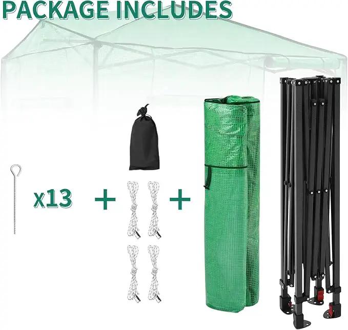 EAGLE PEAK 8x6 Portable Walk-in Greenhouse, Pop-up Indoor Outdoor Garden Green House, Zippered Door and Window, PE Cover, Green by GreenHaven Gardens