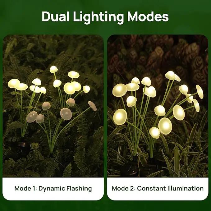 Solar Garden Lights, 4-Pack Dual Mode LED Solar Mushroom Lights, Waterproof Firefly Outdoor Decor for Yard, Patio, and Pathway – Warm White Jellyfish Ambiance by GreenHaven Gardens