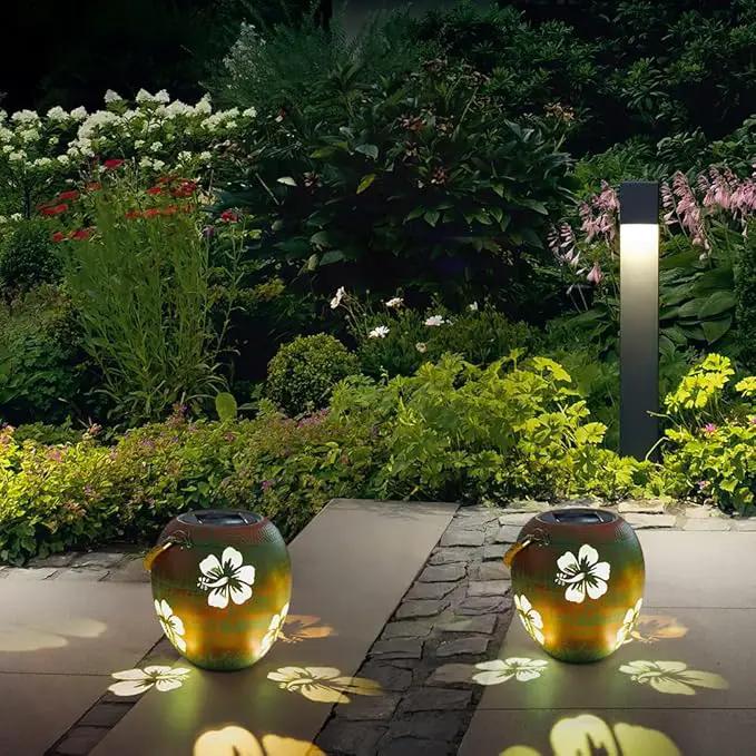 2 Pack Solar Lanterns Outdoor Hanging, Metal Table Solar Lanterns Outdoor Waterproof with Handle, LED Solar Lantern for Patio Lawn Tabletop Decor Christmas Gifts by GreenHaven Gardens