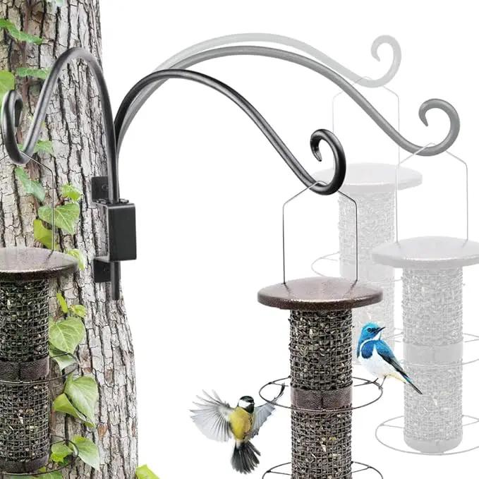 Swivel Bird Feeder Hanger Hook: Swivel Hanging Plant Bracket Outdoor - Wall Mount Swivel Hanging Hook for Bird Feeder 16-Inch by GreenHaven Gardens