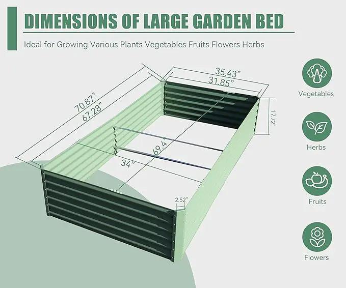 Domi Galvanized Raised Garden Bed, Outdoor Planter Garden Boxes Large Metal Planter Box for Gardening Vegetables Fruits Flowers, Green (6x3x1.5ft) by GreenHaven Gardens