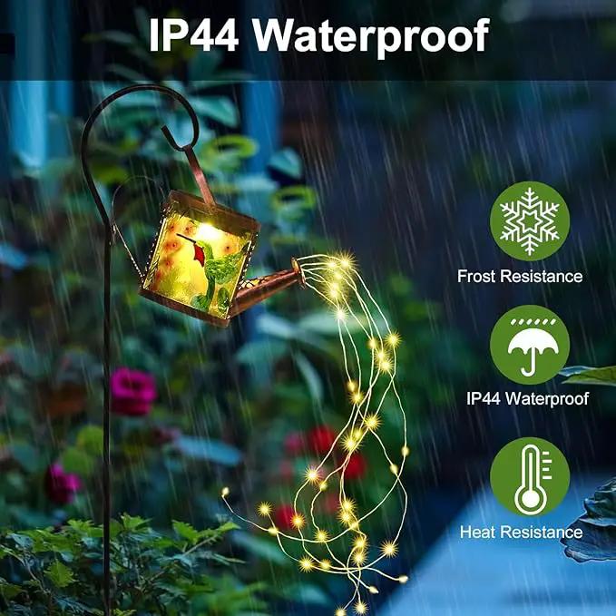 Larekook Solar Outdoor Watering Can Lights Decorative Path Lights, Metal Glass Solar Garden Light Outdoor Waterfall Decor Ornament for Yard Lighting Outside Hummingbird by GreenHaven Gardens