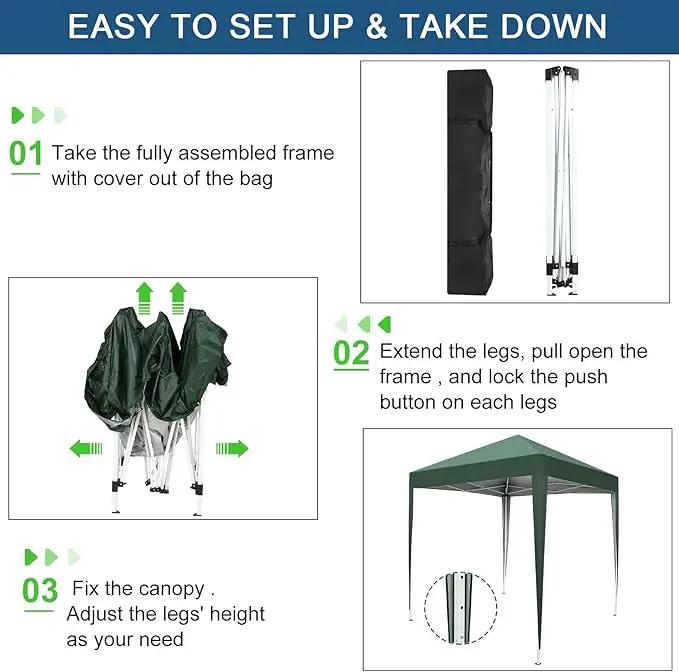 Outvita 6.5x6.5ft Pop Up Canopy Tent, Outdoor Instant Shelter Folding Canopy with 4 Side Walls and Carry Bag for Commercial Events, Party, Backyard BBQ, Camping Green by GreenHaven Gardens
