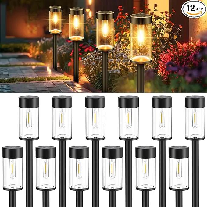Woolmug Solar Pathway Lights, 12 Packs LED Solar Light Outdoor Waterproof, Auto On/Off Path Lights for Walkway Outside Yard Lawn Sidewalk Landscape(Warm White) by GreenHaven Gardens