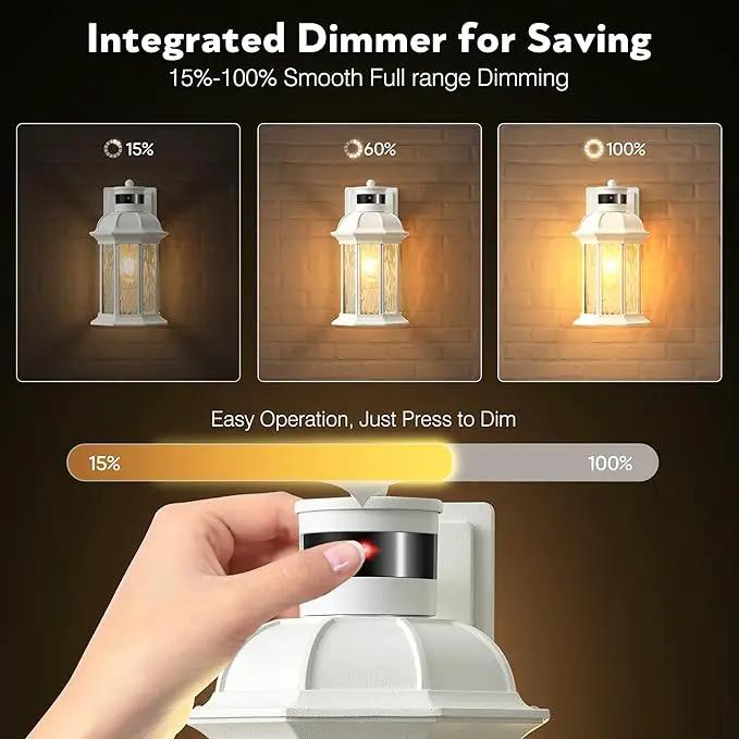 VIANIS 2-Pack Motion Sensor Outdoor Lights for House, White Garage Light Wall Mount Lantern, Modern Exterior LED Wall Lights Fixtures with Ripple Tempered Glass, Outside Wall Sconce Lamp for Porch by GreenHaven Gardens