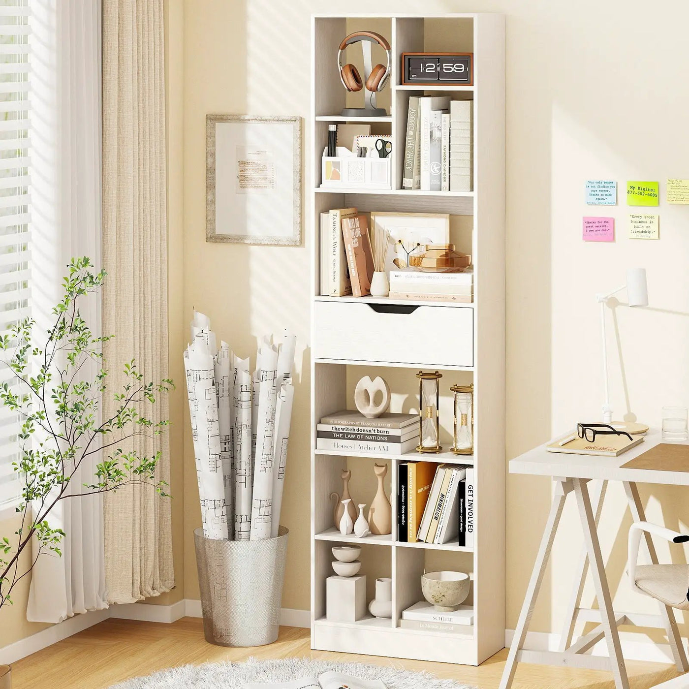 71inch Tall Freestanding Bookcase with Drawer 10-Cube Storage Organizer by DirectDeals