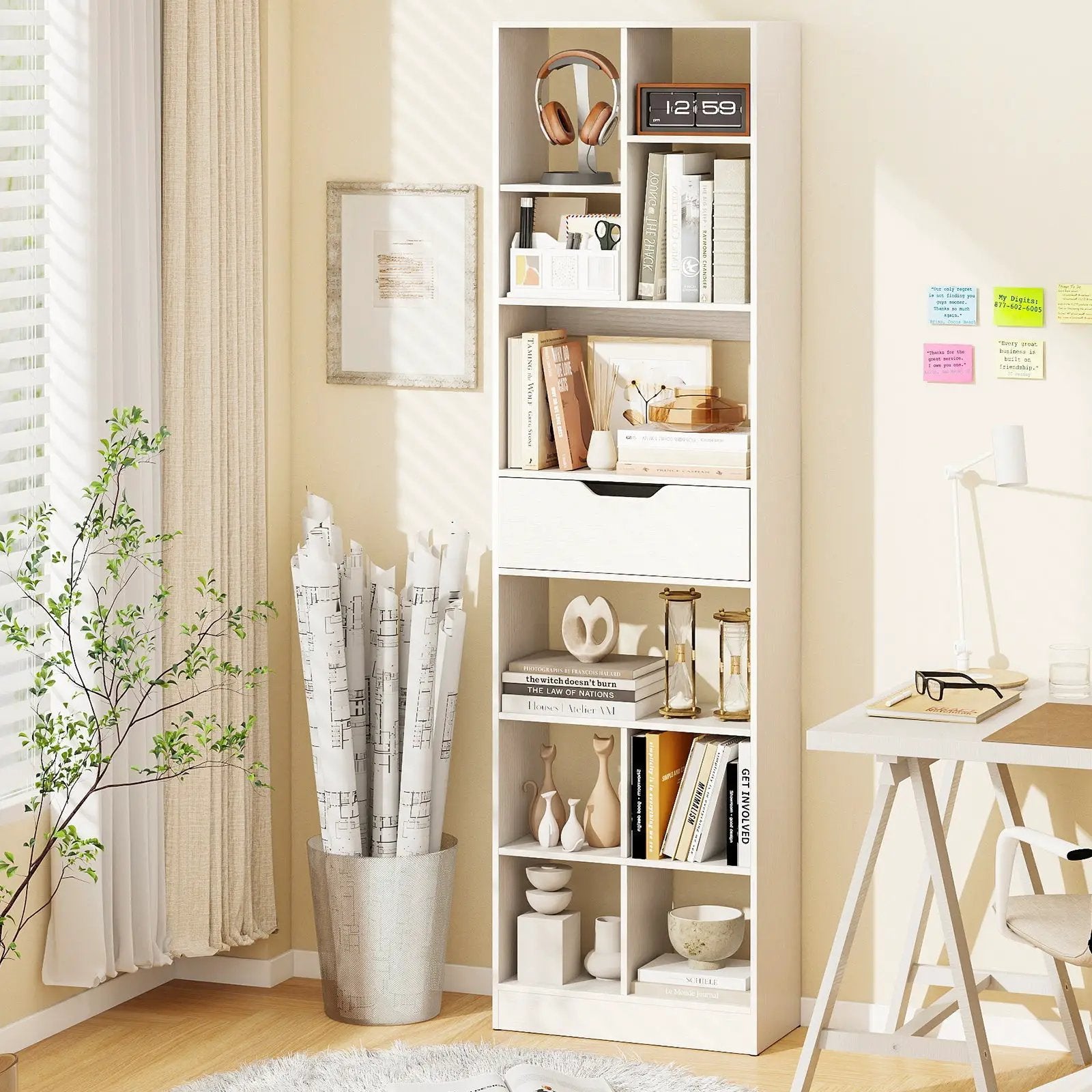 71inch Tall Freestanding Bookcase with Drawer 10-Cube Storage Organizer by DirectDeals