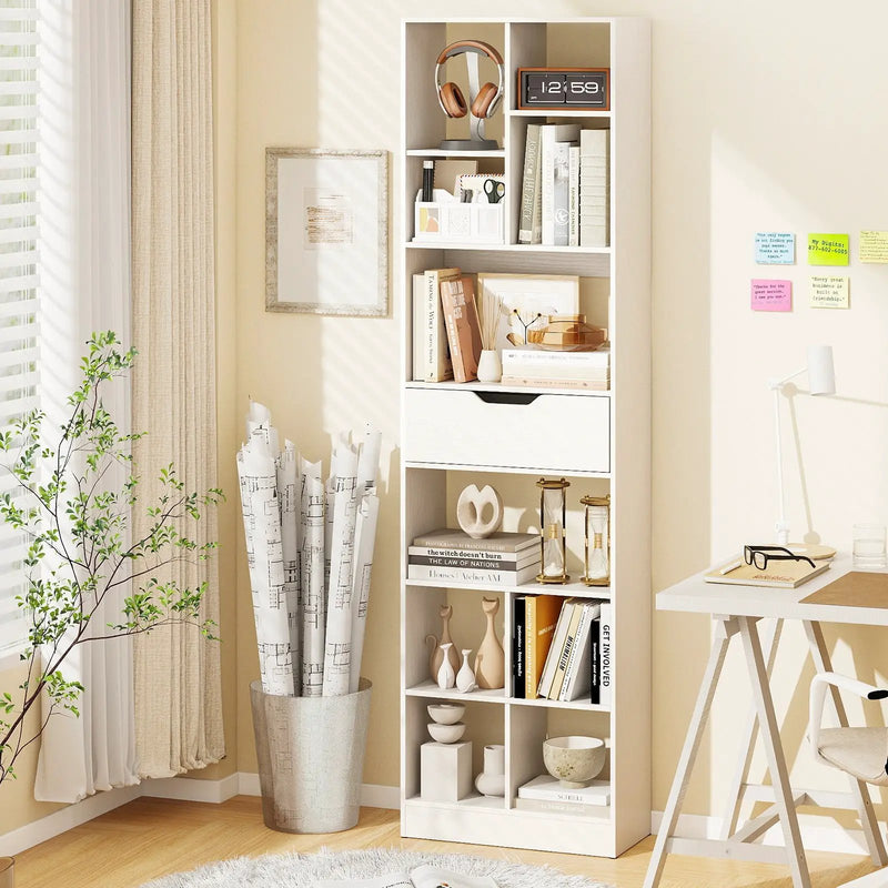 71inch Tall Freestanding Bookcase with Drawer 10-Cube Storage Organizer by DirectDeals