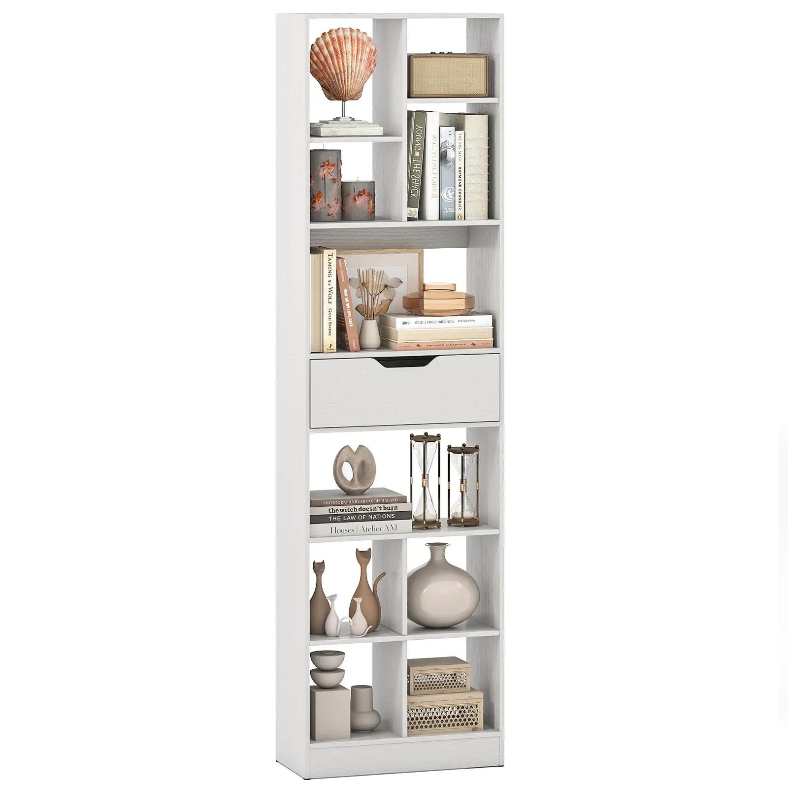 71inch Tall Freestanding Bookcase with Drawer 10-Cube Storage Organizer by DirectDeals