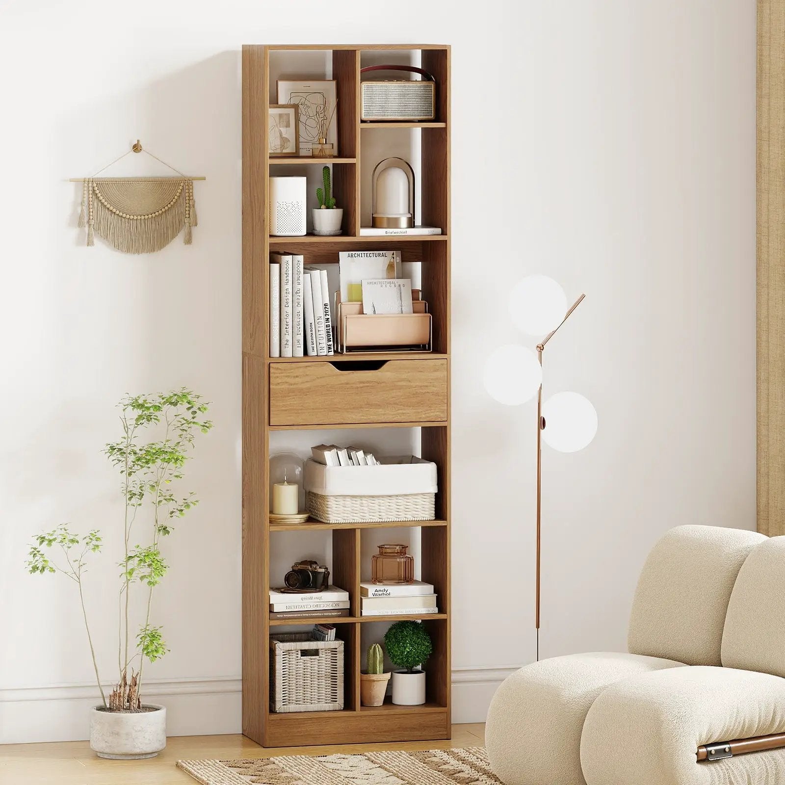 71inch Tall Freestanding Bookcase with Drawer 10-Cube Storage Organizer by DirectDeals