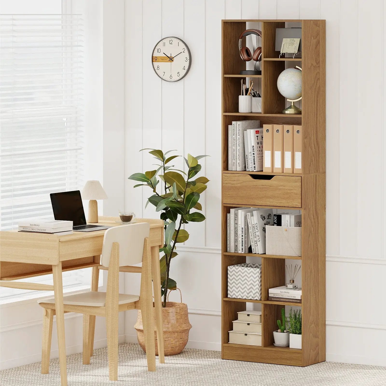 71inch Tall Freestanding Bookcase with Drawer 10-Cube Storage Organizer by DirectDeals