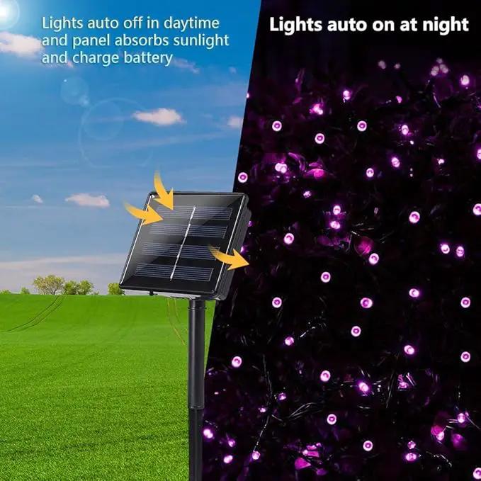 Toodour Solar Christmas Lights, 2 Packs Total 144ft 400 LED 8 Modes Solar String Lights, Waterproof Solar Outdoor Christmas Lights for Garden, Patio, Fence, Balcony, Christmas Tree Decor - Purple by GreenHaven Gardens