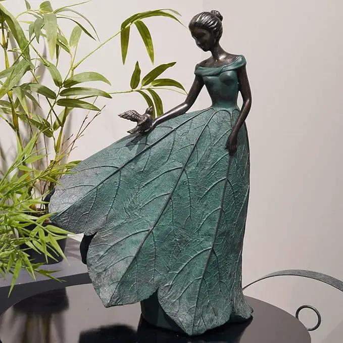 Guichifun Fairy Statue Collection Home Decoration - Leaf Angel Girls Resin Home Decor for Outside or Inside Rustic Garden Outdoor Yard Decorations Figurines Gift 14.25 x 9 x 20.25 Inch by GreenHaven Gardens