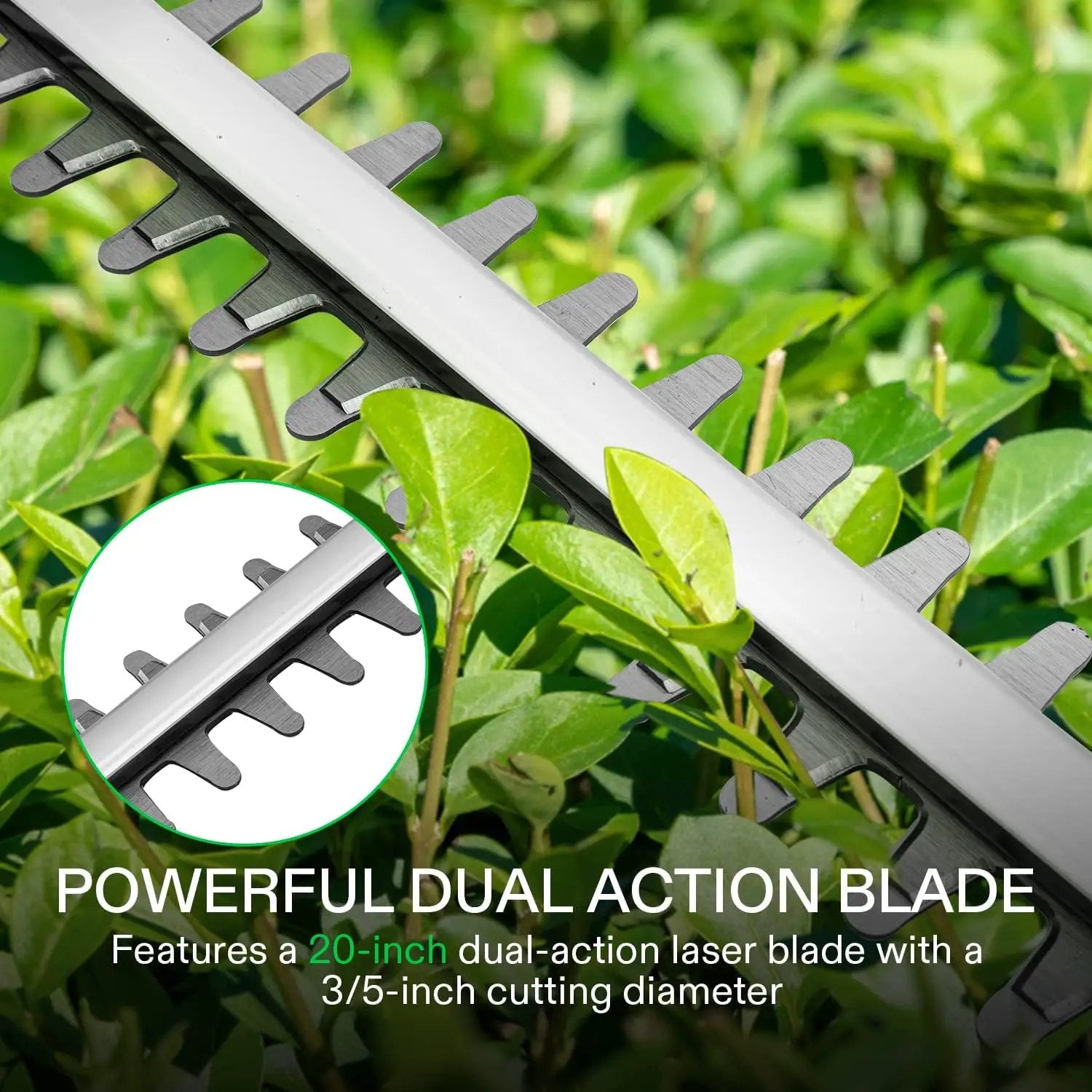 VIVOSUN 20" Cordless Hedge Trimmer, 20V Electric Bush Trimmer, 1400 RPM Shrub Trimmer, Dual-Action Laser Blade, 3/5" Cutting Capacity, Lightweight & Compact Trimmer, Battery and Fast Charger Included by GreenHaven Gardens
