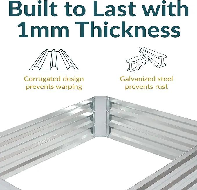 Sunnydaze Galvanized Raised Garden Bed - Metal Raised Bed for Gardening - Outdoor Planter Box for Flowers, Plants, and Vegetables - Silver - 48" W x 36" D x 12" H Rectangle by GreenHaven Gardens