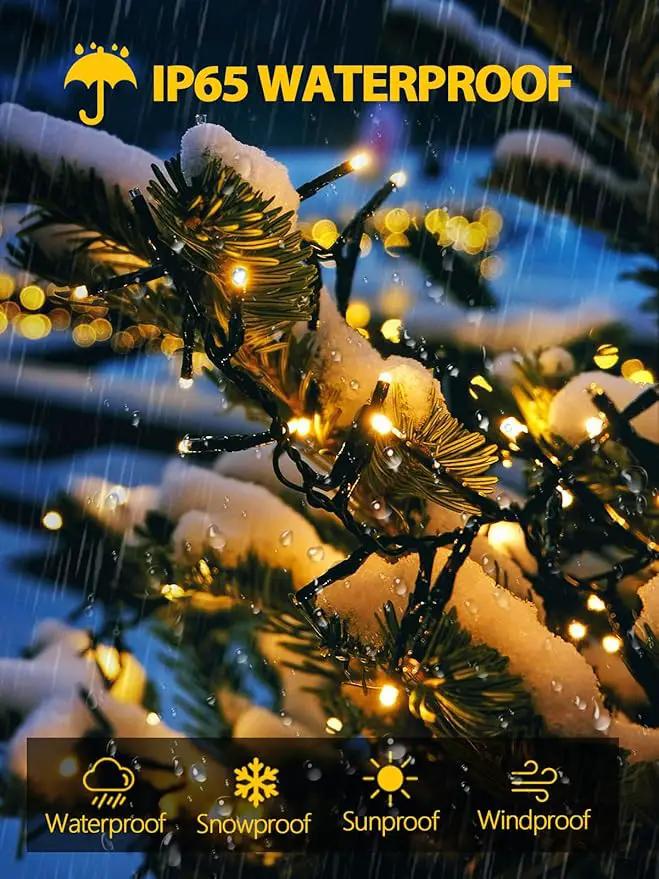 6 Pack 600 LED Solar String Lights for Outside, Solar Christmas Lights Outdoor Waterproof, Green Wire Twinkle Light with 8 Lighting Modes for Xmas Tree Wedding Party Garden Decorations (Warm White) by GreenHaven Gardens