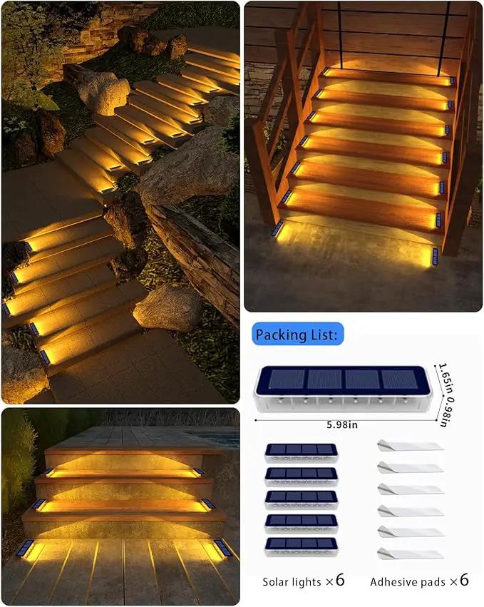 Solar Step Lights for Outside,6 Pack Solar Stair Lights Outdoor Waterproof,Warm White Deck Light Solar Powered Waterproof for Steps,Stairs,Walkway,Sidewalk,Patio,Pathway by GreenHaven Gardens
