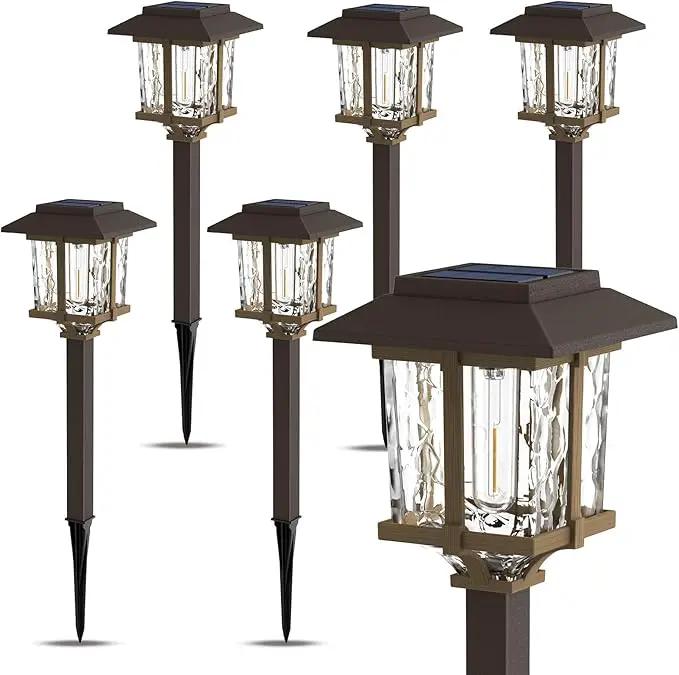 XMCOSY+ Solar Outdoor Lights Waterproof IP65, Solar-Powered Garden/Yard/Pathway Lights with Warm White 2-Tone Bronze-Wood Stainless Steel Design for Landscape Driveway Walkway Decorative by GreenHaven Gardens