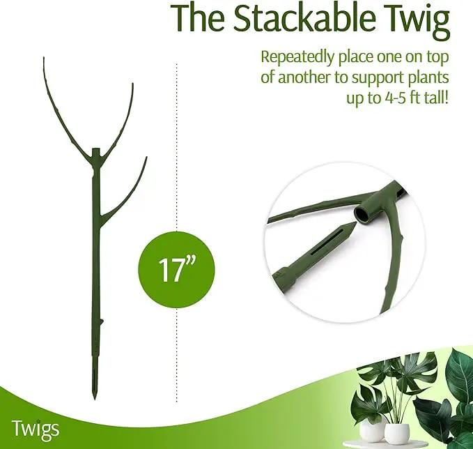 Stackable Plant Support Stakes, Stem Holder Structure for Indoor & Outdoor Use, Garden Accessories for Climbing & Potted Plants, Trellis Alternative - Monstera (Dark Green), 10 Pack, 17" L by GreenHaven Gardens