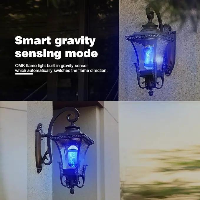 OMK - Blue Flame Christmas Decor LED Flame Effect Light Bulbs - Upgraded 4 Modes Fire Simulated Lamps - Christmas Gifts, Party, Indoor/Outdoor Decoration Lights (Blue 2) by GreenHaven Gardens