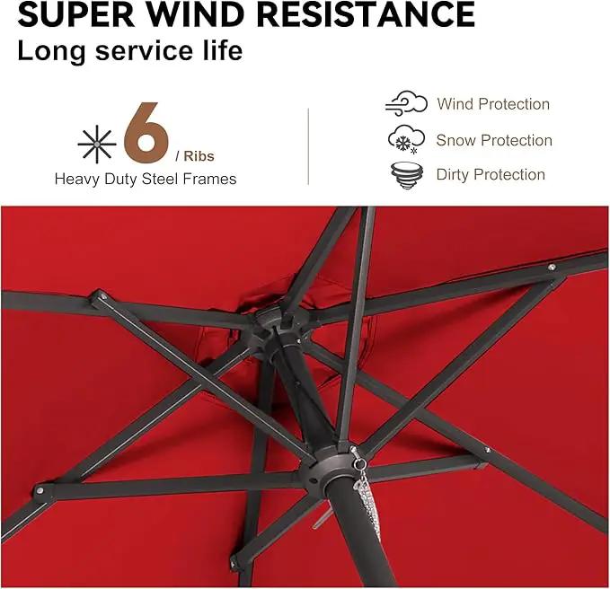 9ft Outdoor Patio Umbrella - Table Umbrella Waterprool UV Protection, Sombrillas de Patio with Push Button Tilt&Crank, Sun Umbrella for Pool, Porch, Garden, Deck, Backyard(Red) by GreenHaven Gardens