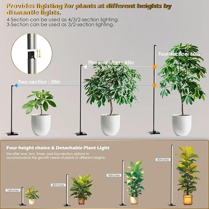GLOWRIUM Standing Grow Light with Auto-Timer, 30W Vertical Grow Lights for Indoor Plants,3 Light Modes,201 LEDs,Detachable Full Spectrum Plant Lights for Wide Area Coverage in Indoor Plants (45 in) by GreenHaven Gardens