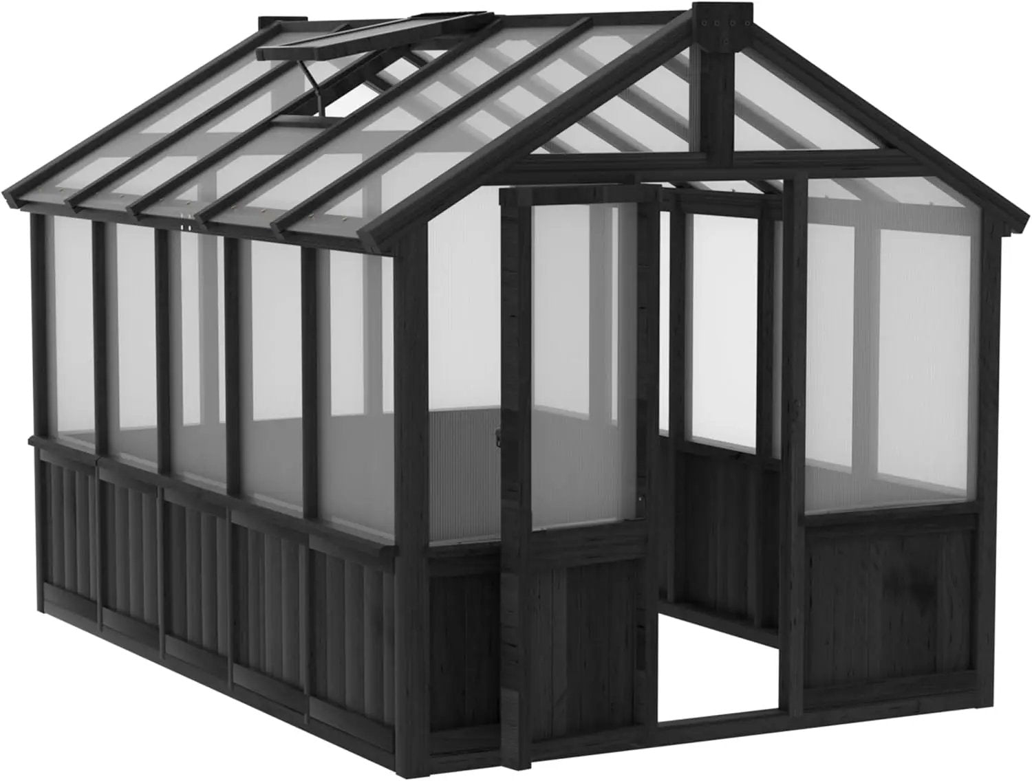 MUPATER 6 x 10 FT Wooden Polycarbonate Greenhouse with Ventilated Window & Lockable Door, Multi-Layer PC Panels for UV Protection, Walk-in Greenhouse Kit for Outdoor, Garden and Backyard, Black by GreenHaven Gardens