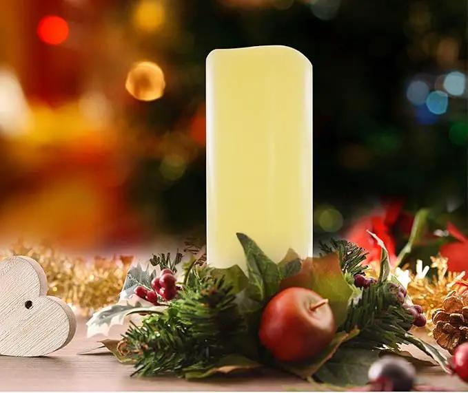 iZAN 1 PCS Outdoor Flameless LED Pillar Candle with Remote & Timer - Long Lasting Waterproof Flickering Battery Operated Electric Candle for Christmas Lantern Party Wedding Decoration 3"x8" by GreenHaven Gardens