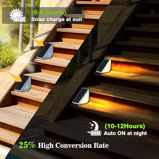 Motion Sensor Solar Step Lights Outdoor Waterproof, 8 Led Solar Stair Lights for Outside, Motion Detector Lights Solar Power for Pathway/Deck/Walkway/Drivway/Lawn/Garden(6PC) by GreenHaven Gardens