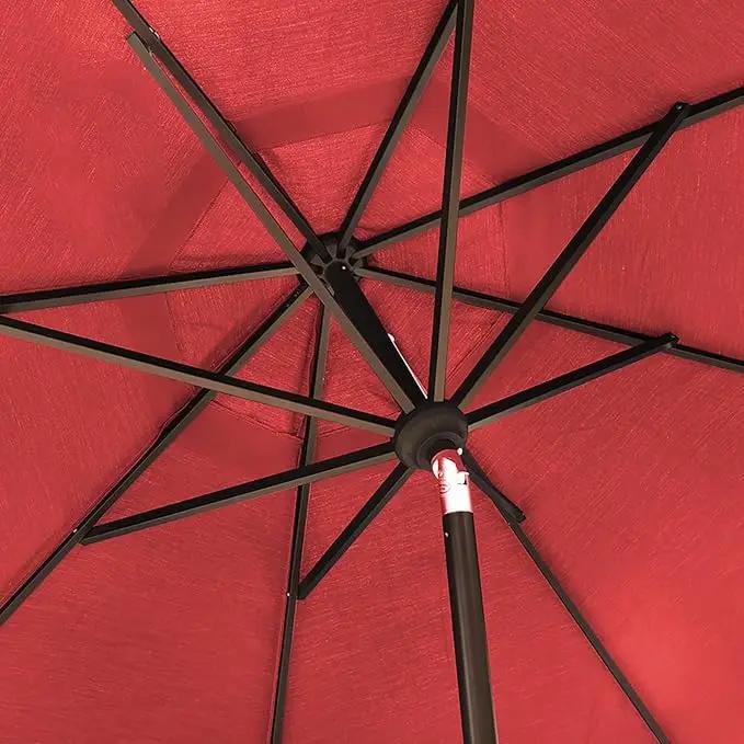 EliteShade USA 10-Year-Non-Fading 9Ft Market Umbrella Patio Umbrella Outdoor Table Umbrella with Ventilation,Logo Red by GreenHaven Gardens