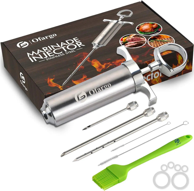 Meat Injector, Meat Injectors for Smoking with 3 Marinade Food Injector Syringe Needles, Injector Marinades for Meats, Turkey, Brisket; 2-oz Capacity by GreenHaven Gardens