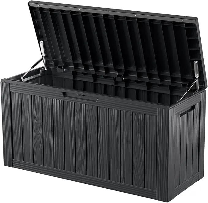80 Gallon Outdoor Storage Box Waterproof Lockable Resin Deck Box Large, Patio Storage Bin for Pool Accessories Cushion Furniture, Garden Tools, UV-Resistant Outside Delivery Black by GreenHaven Gardens