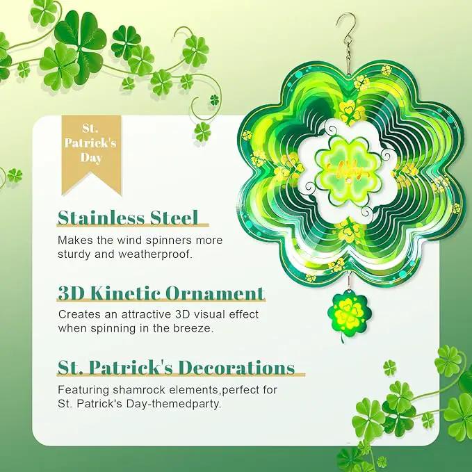 St Patricks Day Metal Wind Spinners St. Patrick's Hanging Gifts for Women Mom Grandma,12inch Wind Spinner for Home Party Ornament Spring Outdoor & Indoor Decorations by GreenHaven Gardens